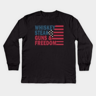 Whiskey Steak Guns and Freedom Kids Long Sleeve T-Shirt